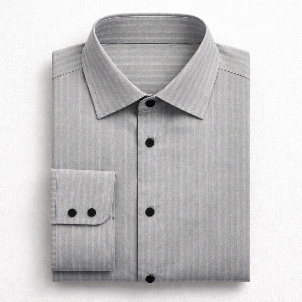 QOR Mens M Merino Wool Organic Cotton Snap Button Oxford Gray Stripped Zipper - Picture 2 of 10